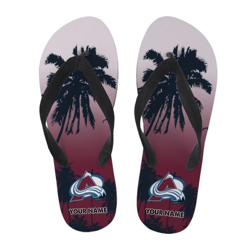NHL Colorado Avalanche Custom Name Aloha Pattern Flip Flops