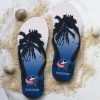 NHL Columbus Blue Jackets Custom Name Aloha Pattern Flip Flops