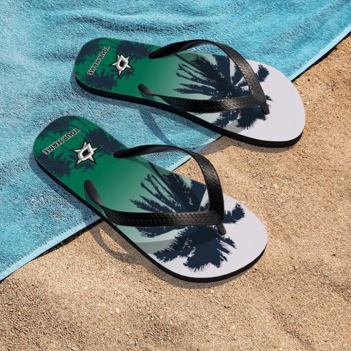 NHL Dallas Stars Custom Name Aloha Pattern Flip Flops