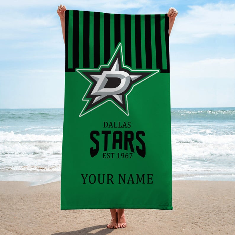 NHL Dallas Stars Custom Name Gift For Fans Beach Towel