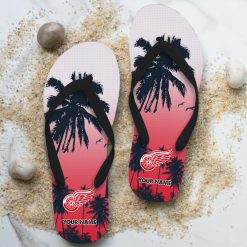 NHL Detroit Red Wings Custom Name Aloha Pattern Flip Flops