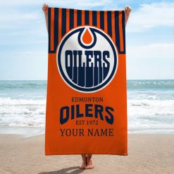 NHL Edmonton Oilers Custom Name Gift For Fans Beach Towel