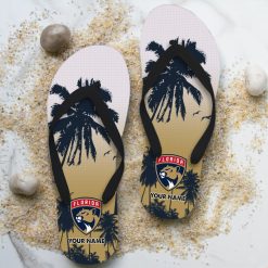 NHL Florida Panthers Custom Name Aloha Pattern Flip Flops
