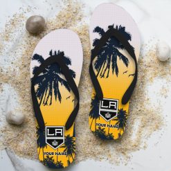 NHL Los Angeles Kings Custom Name Aloha Pattern Flip Flops