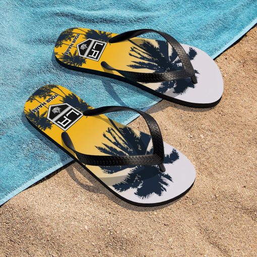 NHL Los Angeles Kings Custom Name Aloha Pattern Flip Flops