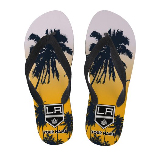 NHL Los Angeles Kings Custom Name Aloha Pattern Flip Flops