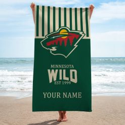 NHL Minnesota Wild Custom Name Gift For Fans Beach Towel