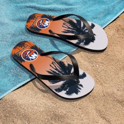 Alternative view of NHL New York Islanders Custom Name Aloha Pattern Flip Flops