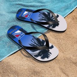 Alternative view of NHL New York Rangers Custom Name Aloha Pattern Flip Flops