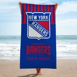 NHL New York Rangers Custom Name Gift For Fans Beach Towel