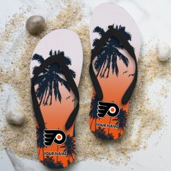 NHL Philadelphia Flyers Custom Name Aloha Pattern Flip Flops