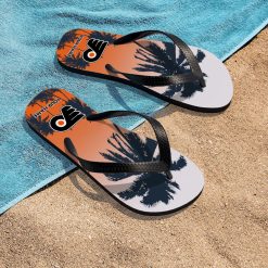 Alternative view of NHL Philadelphia Flyers Custom Name Aloha Pattern Flip Flops