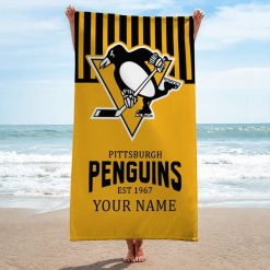 NHL Pittsburgh Penguins Custom Name Gift For Fans Beach Towel