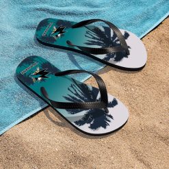 NHL San Jose Sharks Custom Name Aloha Pattern Flip Flops