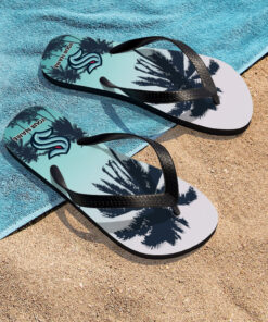 Alternative view of NHL Seattle Kraken Custom Name Aloha Pattern Flip Flops
