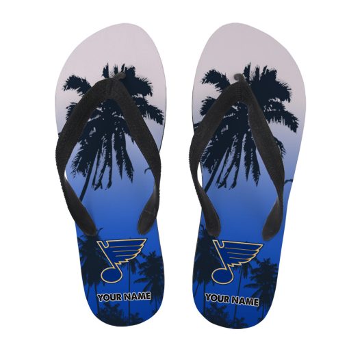 NHL St. Louis Blues Custom Name Aloha Pattern Flip Flops