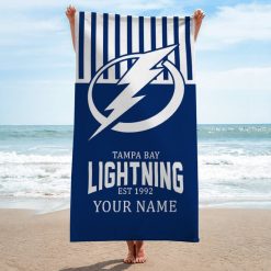 NHL Tampa Bay Lightning Custom Name Gift For Fans Beach Towel