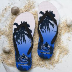 NHL Vancouver Canucks Custom Name Aloha Pattern Flip Flops