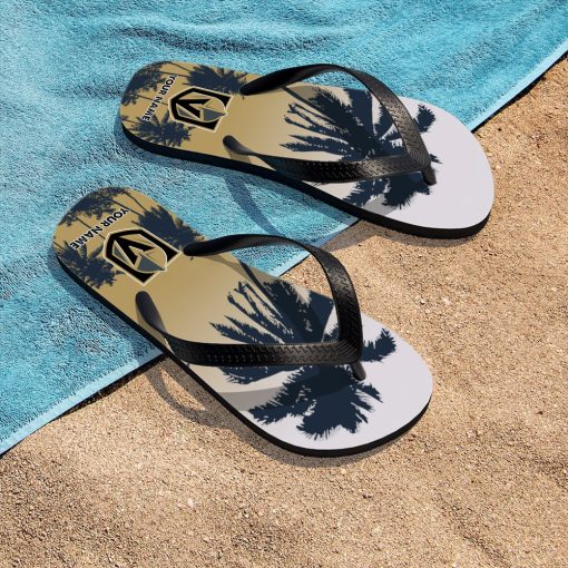 NHL Vegas Golden Knights Custom Name Aloha Pattern Flip Flops