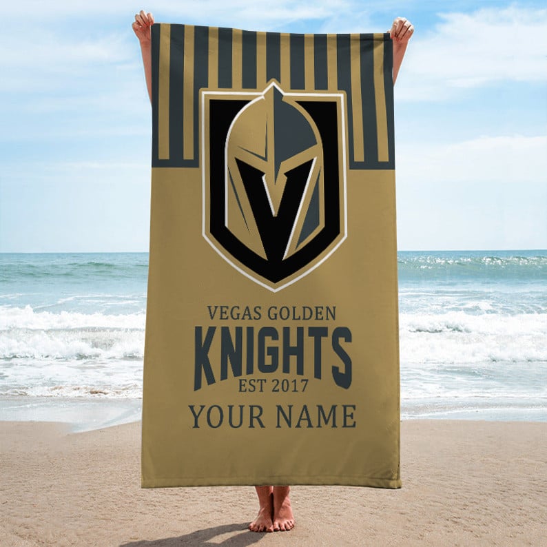 NHL Vegas Golden Knights Custom Name Gift For Fans Beach Towel