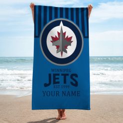 NHL Winnipeg Jets Custom Name Gift For Fans Beach Towel