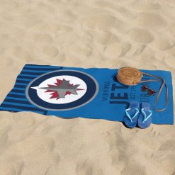 Alternative view of NHL Winnipeg Jets Custom Name Gift For Fans Beach Towel